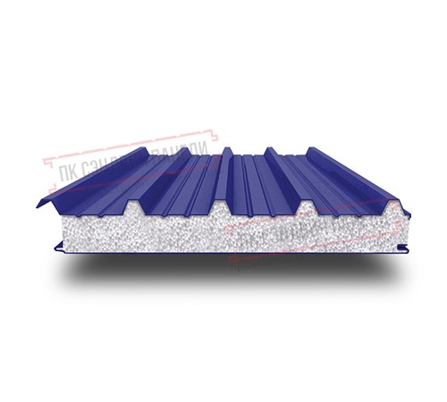 Сэндвич панели кровельные с пенополистиролом, ширина 1000 мм, толщина 250 мм, 0.5/0.5, RAL5002