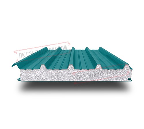 Сэндвич панели кровельные с пенополистиролом, ширина 1000 мм, толщина 300 мм, 0.5/0.5, RAL5021