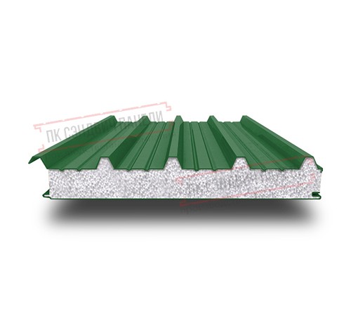 Сэндвич панели кровельные с пенополистиролом, ширина 1000 мм, толщина 50 мм, 0.5/0.5, RAL6002