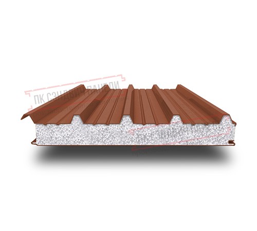 Сэндвич панели кровельные с пенополистиролом, ширина 1000 мм, толщина 80 мм, 0.5/0.5, RAL8004