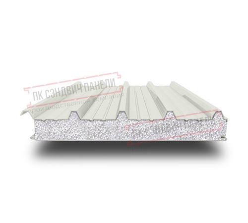 Сэндвич панели кровельные с пенополистиролом, ширина 1000 мм, толщина 200 мм, 0.5/0.5, RAL9002