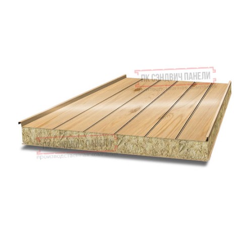 Цена на сэндвич панели с толщиной металла 0.75 мм, под дерево