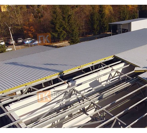 Нержавеющие сэндвич панели кровельные с пенополиуретаном, ширина 1000 мм, толщина 80 мм, 0.5/0.5, AISI 304