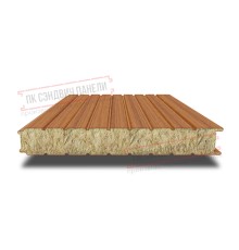 Сэндвич панели стеновые с минеральной ватой, ширина 1000 мм, толщина 300 мм, 0.5/0.5, орех