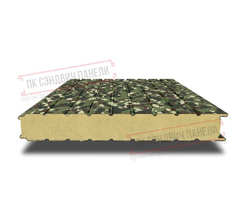 Сэндвич панели стеновые с пенополиуретаном, ширина 1200 мм, толщина 160 мм, 0.5/0.5, милитари