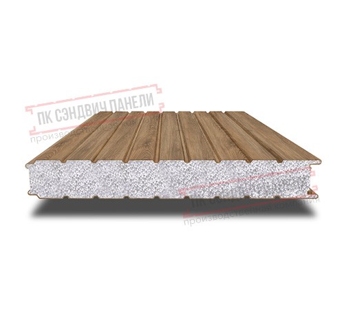 Сэндвич панели стеновые с пенополистиролом, ширина 1200 мм, толщина 20 мм, 0.5/0.5, дуб античный