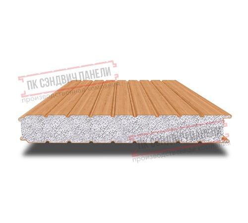 Сэндвич панели стеновые с пенополистиролом, ширина 1200 мм, толщина 30 мм, 0.5/0.5, дуб