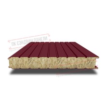 Сэндвич панели стеновые с минеральной ватой, ширина 1200 мм, толщина 20 мм, 0.5/0.5, бордо