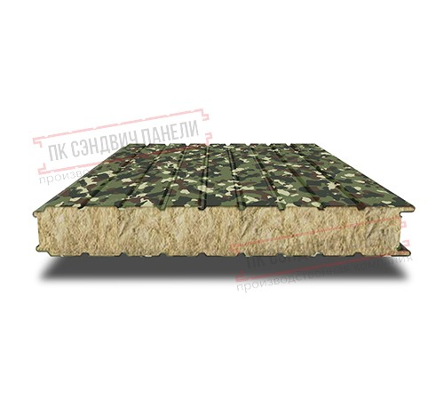 Сэндвич панели стеновые с минеральной ватой, ширина 1000 мм, толщина 20 мм, 0.5/0.5, милитари
