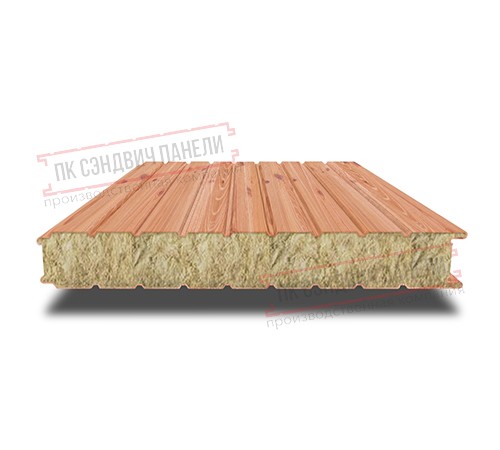 Сэндвич панели стеновые с минеральной ватой, ширина 1200 мм, толщина 20 мм, 0.5/0.5, золотой орех