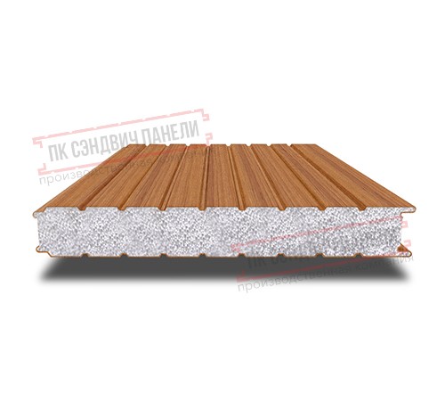 Сэндвич панели стеновые с пенополистиролом, ширина 1000 мм, толщина 150 мм, 0.5/0.5, орех