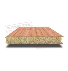 Сэндвич панели стеновые с минеральной ватой, ширина 1000 мм, толщина 10 мм, 0.5/0.5, золотой орех