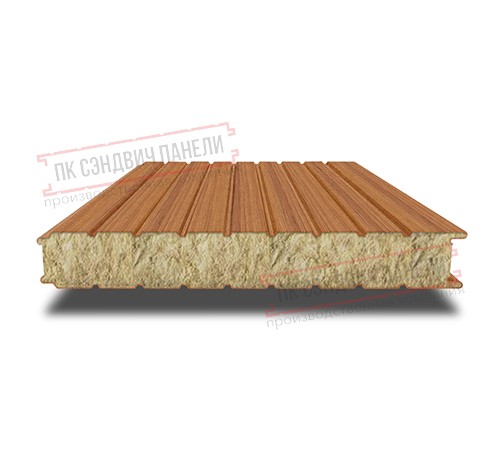 Сэндвич панели стеновые с минеральной ватой, ширина 1000 мм, толщина 50 мм, 0.5/0.5, орех