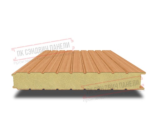 Сэндвич панели стеновые с пенополиуретаном, ширина 1000 мм, толщина 80 мм, 0.5/0.5, дуб