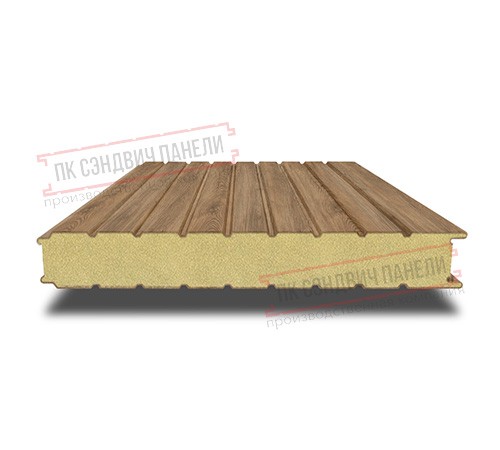 Сэндвич панели стеновые с пенополиизоциануратом, ширина 1000 мм, толщина 100 мм, 0.5/0.5, дуб античный