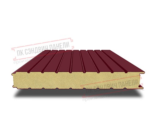 Сэндвич панели стеновые с пенополиизоциануратом, ширина 1000 мм, толщина 200 мм, 0.5/0.5, бордо