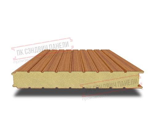 Сэндвич панели стеновые с пенополиуретаном, ширина 1000 мм, толщина 80 мм, 0.5/0.5, орех