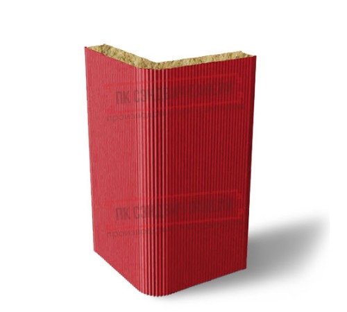 Угловая сэндвич-панель вертикальная из минеральной ваты, 0.5/0.5, ширина 1200 мм, толщина 150 мм, RAL3020