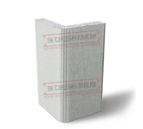 Угловая сэндвич-панель вертикальная из пенополистирола, 0.5/0.5, ширина 1200 мм, толщина 10 мм, RAL7035