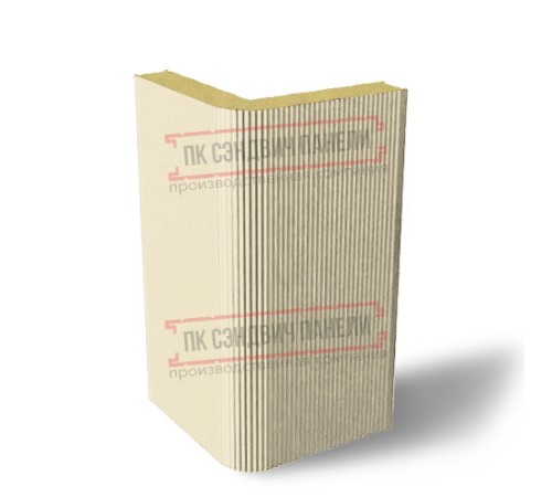 Угловая сэндвич-панель вертикальная из пенополиизоцианурата, 0.5/0.5, ширина 1200 мм, толщина 40 мм, RAL1015