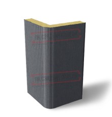 Угловая сэндвич-панель вертикальная из пенополиуретана, 0.5/0.5, ширина 1200 мм, толщина 50 мм, RAL7024