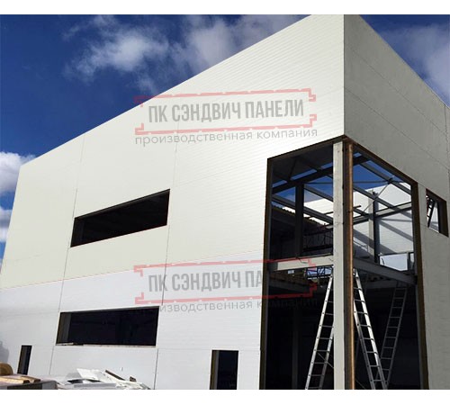 Угловая сэндвич-панель вертикальная из минеральной ваты, 0.5/0.5, ширина 1200 мм, толщина 180 мм, RAL9002