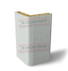 Угловая сэндвич-панель вертикальная из минеральной ваты, 0.5/0.5, ширина 1200 мм, толщина 50 мм, RAL7047