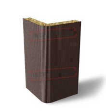 Угловая сэндвич-панель вертикальная из минеральной ваты, 0.5/0.5, ширина 1200 мм, толщина 50 мм, RAL8017