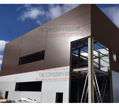 Угловая сэндвич-панель вертикальная из пенополистирола, 0.5/0.5, ширина 1200 мм, толщина 10 мм, RAL8017