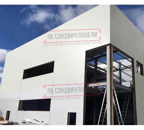 Угловая сэндвич-панель вертикальная из пенополиизоцианурата, 0.5/0.5, ширина 1200 мм, толщина 10 мм, RAL9003