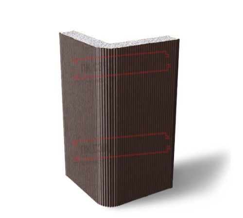 Угловая сэндвич-панель вертикальная из пенополистирола, 0.5/0.5, ширина 1200 мм, толщина 10 мм, RAL8017