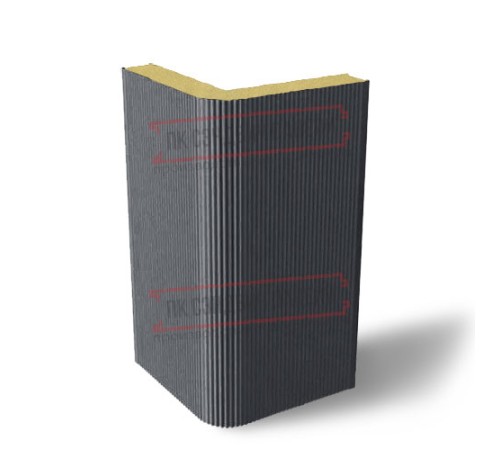 Угловая сэндвич-панель вертикальная из пенополиизоцианурата, 0.5/0.5, ширина 1200 мм, толщина 40 мм, RAL7024