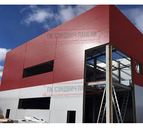 Угловая сэндвич-панель вертикальная из пенополиуретана, 0.5/0.5, ширина 1000 мм, толщина 30 мм, RAL3011