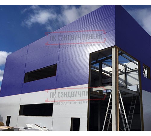 Угловая сэндвич-панель вертикальная из пенополистирола, 0.5/0.5, ширина 1200 мм, толщина 40 мм, RAL5002