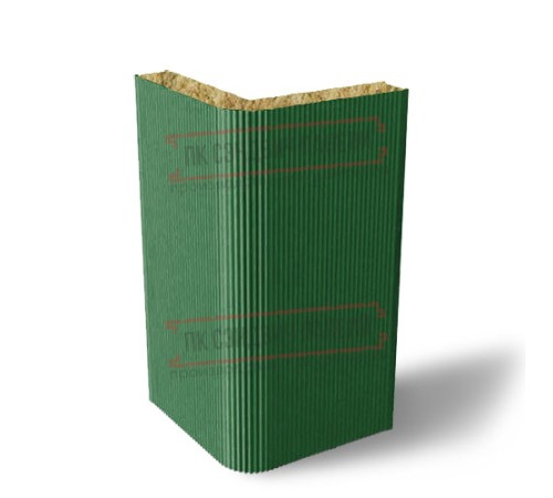 Угловая сэндвич-панель вертикальная из минеральной ваты, 0.5/0.5, ширина 1200 мм, толщина 50 мм, RAL6002