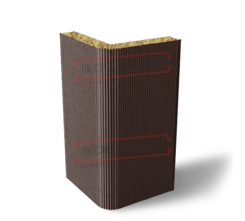 Угловая сэндвич-панель вертикальная из минеральной ваты, 0.5/0.5, ширина 1000 мм, толщина 10 мм, RAL8017