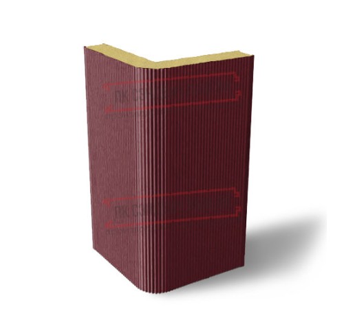 Угловая сэндвич-панель вертикальная из пенополиизоцианурата, 0.5/0.5, ширина 1000 мм, толщина 40 мм, RAL3005