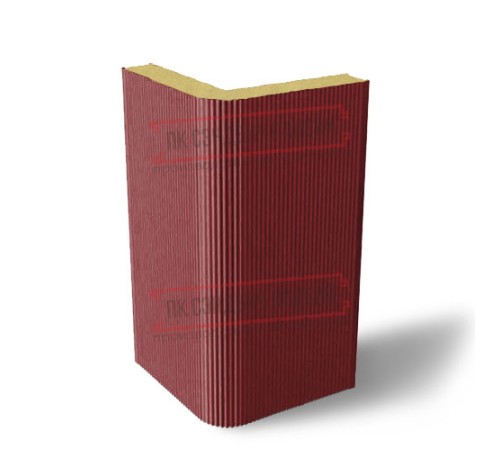 Угловая сэндвич-панель вертикальная из пенополиуретана, 0.5/0.5, ширина 1000 мм, толщина 30 мм, RAL3011