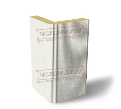 Угловая сэндвич-панель вертикальная из пенополиизоцианурата, 0.5/0.5, ширина 1000 мм, толщина 10 мм, RAL9003