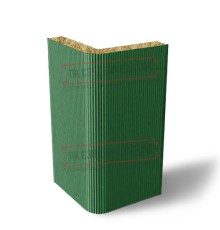 Угловая сэндвич-панель вертикальная из минеральной ваты, 0.5/0.5, ширина 1200 мм, толщина 10 мм, RAL6002