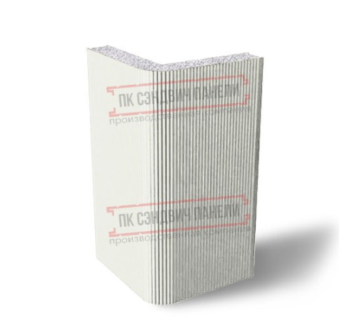 Угловая сэндвич-панель вертикальная из пенополистирола, 0.5/0.5, ширина 1200 мм, толщина 10 мм, RAL9003