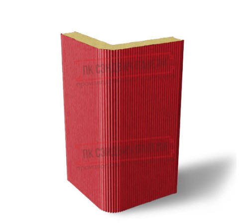 Угловая сэндвич-панель вертикальная из пенополиуретана, 0.5/0.5, ширина 1200 мм, толщина 30 мм, RAL3020