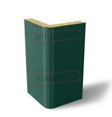 Угловая сэндвич-панель вертикальная из пенополиизоцианурата, 0.5/0.5, ширина 1000 мм, толщина 20 мм, RAL6005