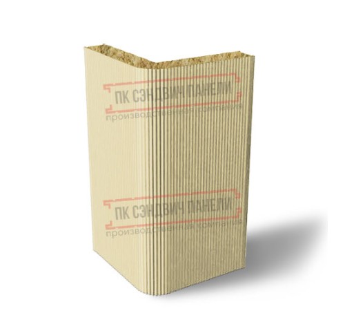 Угловая сэндвич-панель вертикальная из минеральной ваты, 0.5/0.5, ширина 1000 мм, толщина 50 мм, RAL1014