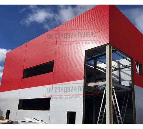 Угловая сэндвич-панель вертикальная из пенополиизоцианурата, 0.5/0.5, ширина 1200 мм, толщина 40 мм, RAL3020