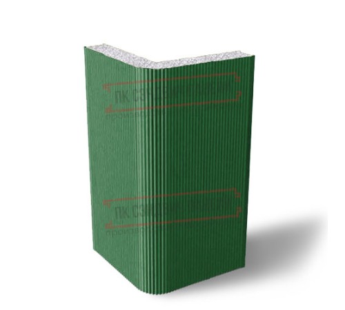 Угловая сэндвич-панель вертикальная из пенополистирола, 0.5/0.5, ширина 1200 мм, толщина 20 мм, RAL6002