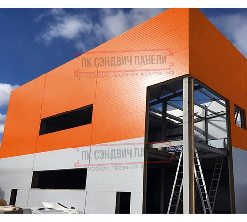 Угловая сэндвич-панель вертикальная из минеральной ваты, 0.5/0.5, ширина 1200 мм, толщина 100 мм, RAL2004