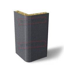 Угловая сэндвич-панель вертикальная из минеральной ваты, 0.5/0.5, ширина 1200 мм, толщина 10 мм, RAL7024