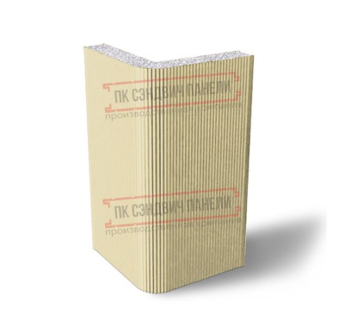 Угловая сэндвич-панель вертикальная из пенополистирола, 0.5/0.5, ширина 1200 мм, толщина 30 мм, RAL1014