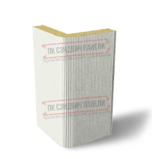 Угловая сэндвич-панель вертикальная из пенополиуретана, 0.5/0.5, ширина 1200 мм, толщина 10 мм, RAL9003